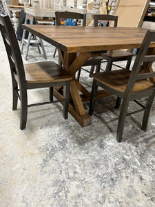 Farmhouse Table With Trestle Base and Chair Option, 6ft Stained Dining and Pedestal Kitchen Set, Wooden Table
